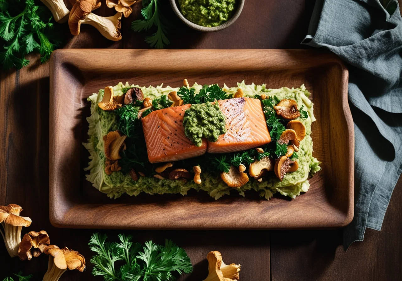 Salmon Packets in Bread Crust with Vegetables and Mushrooms