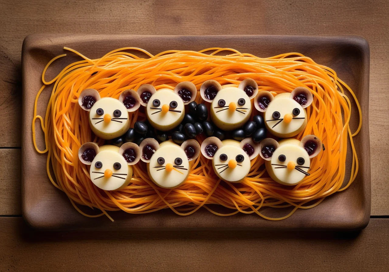 Potato Mice with Carrots and Cheese Filled