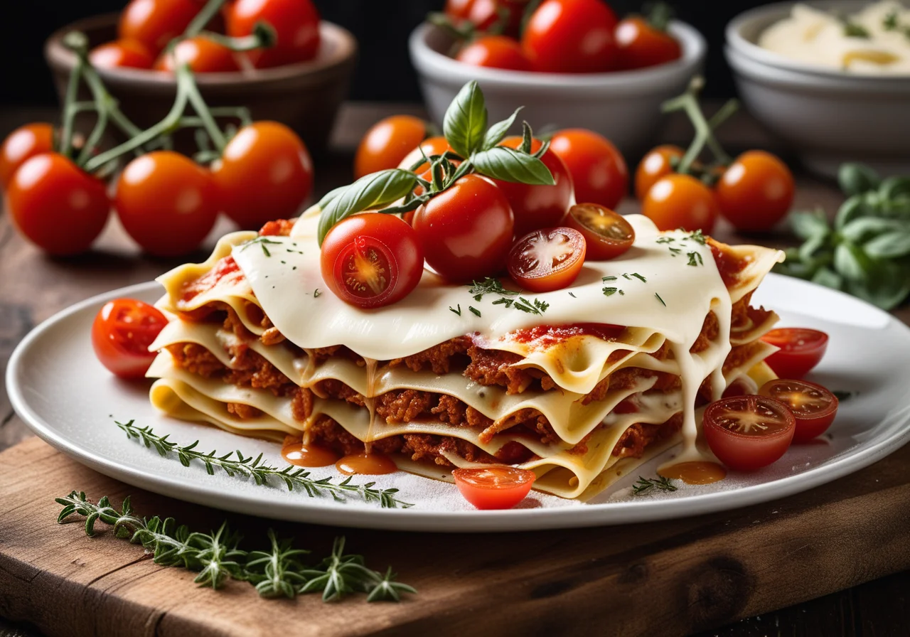 Vegetarian Lasagna with Cherry Tomatoes
