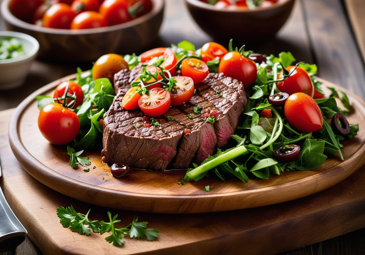 Beef Steak with Olive Tomato Sauce