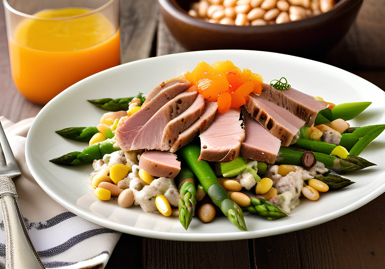 Asparagus Tuna Salad with Corn and Beans