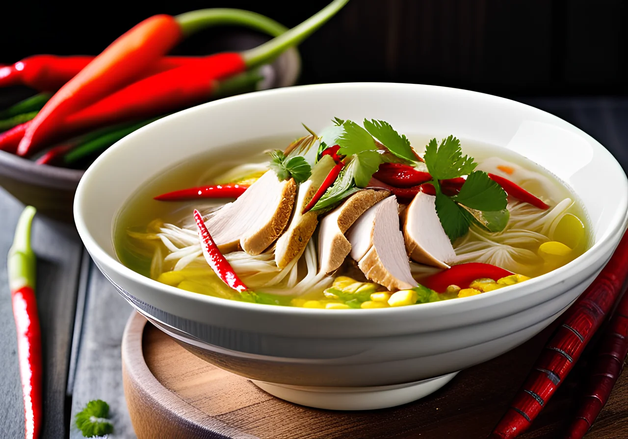 Asian Noodle Soup with Chicken and Corn