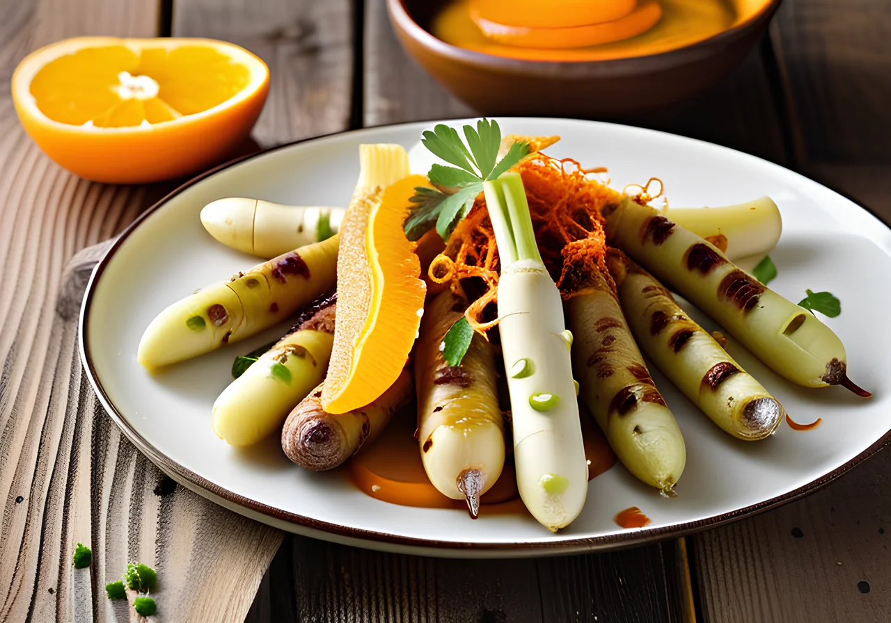 White Asparagus with Passion Fruit Dressing and Curry Potatoes
