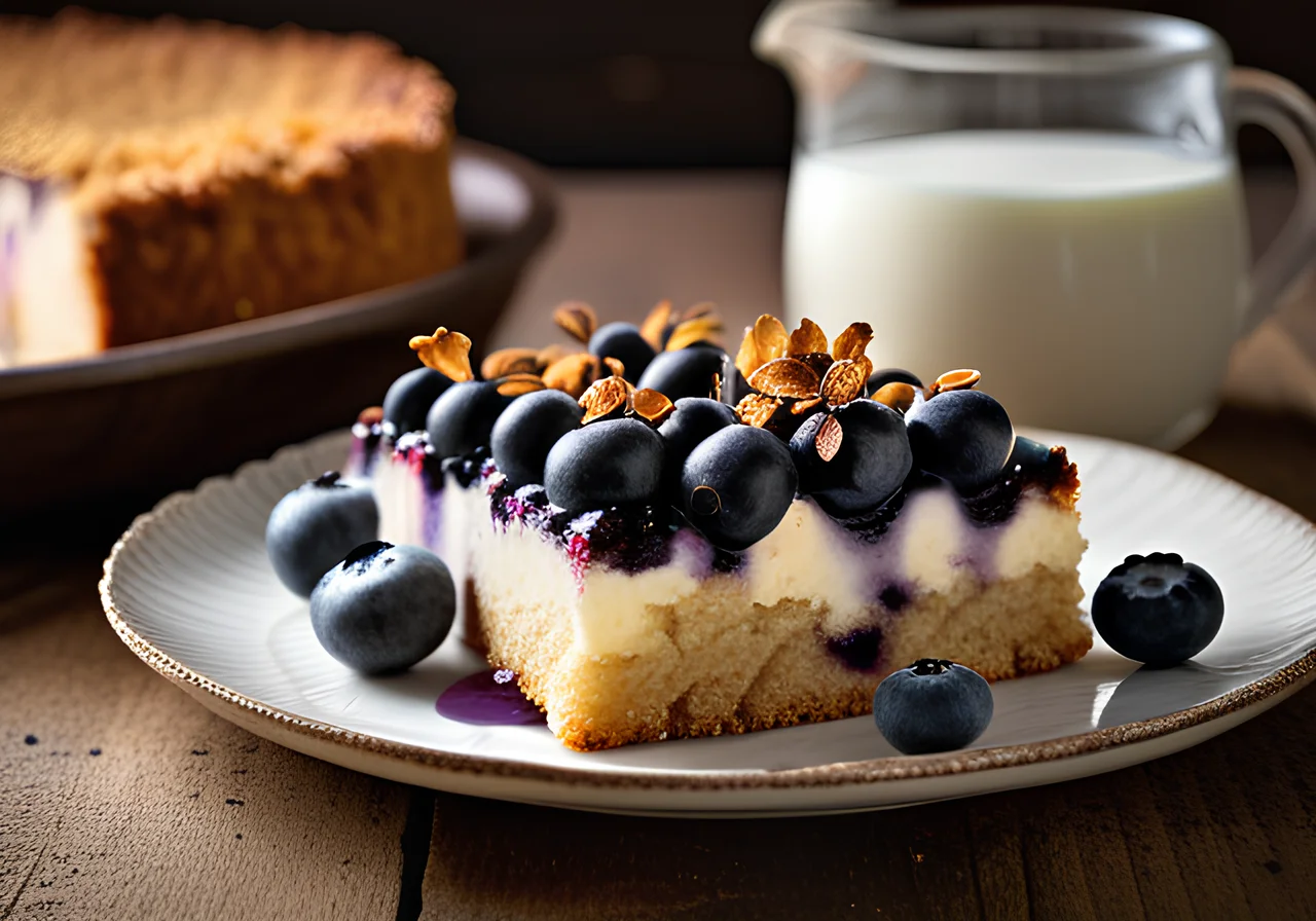 White Crumb Cake with Blueberries