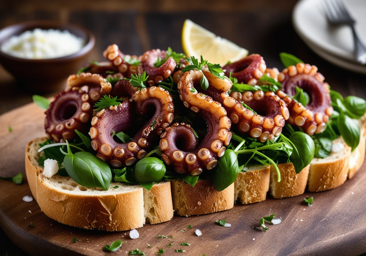 Roasted Bread with Octopus Salad