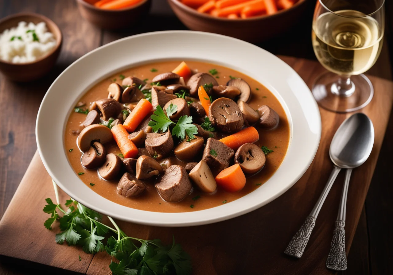 Veal Stew with Mushrooms and Vegetables