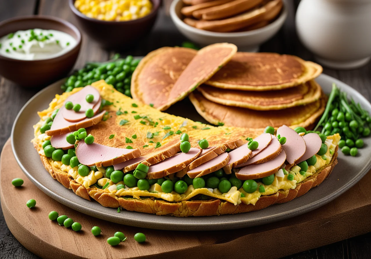 Omelette with Pretzel, Poultry and Vegetables