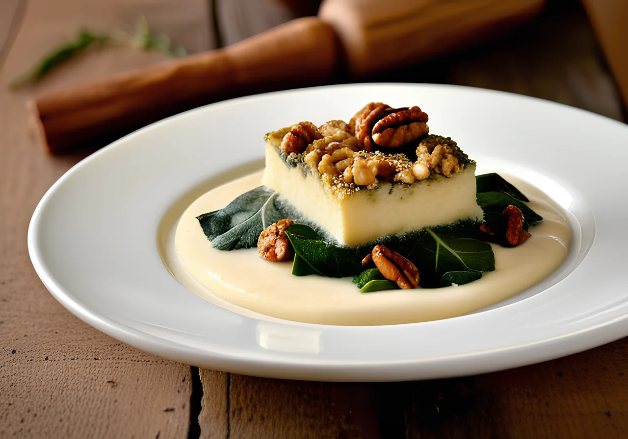 Semolina Squares with Creamed Swiss Chard