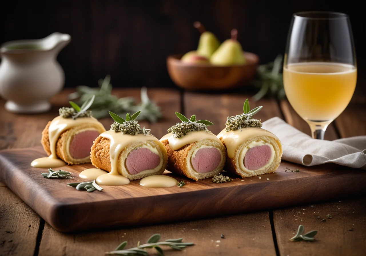 Schnitzel with Cheese and Pear