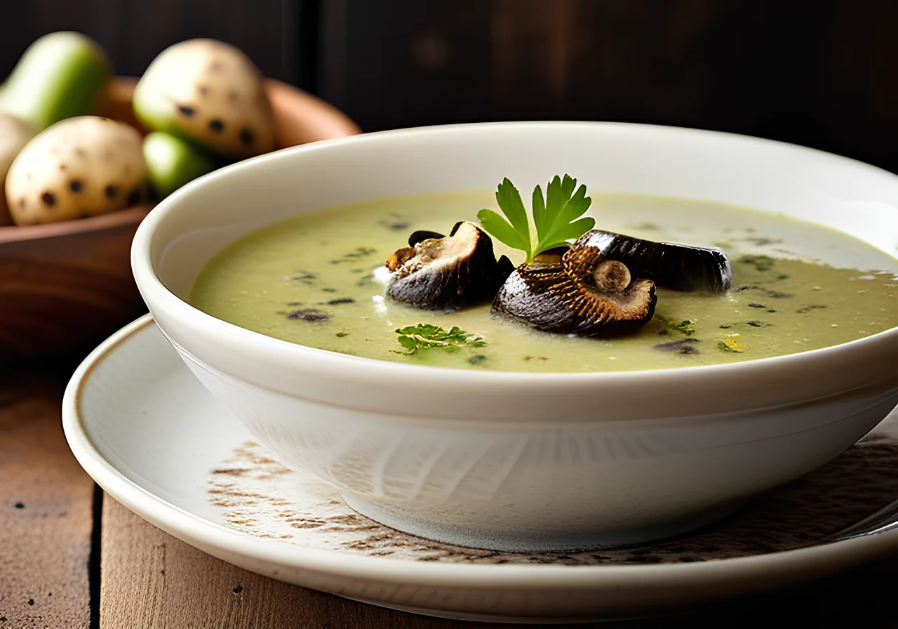 Zucchini Soup with Morel Mushrooms and Potatoes