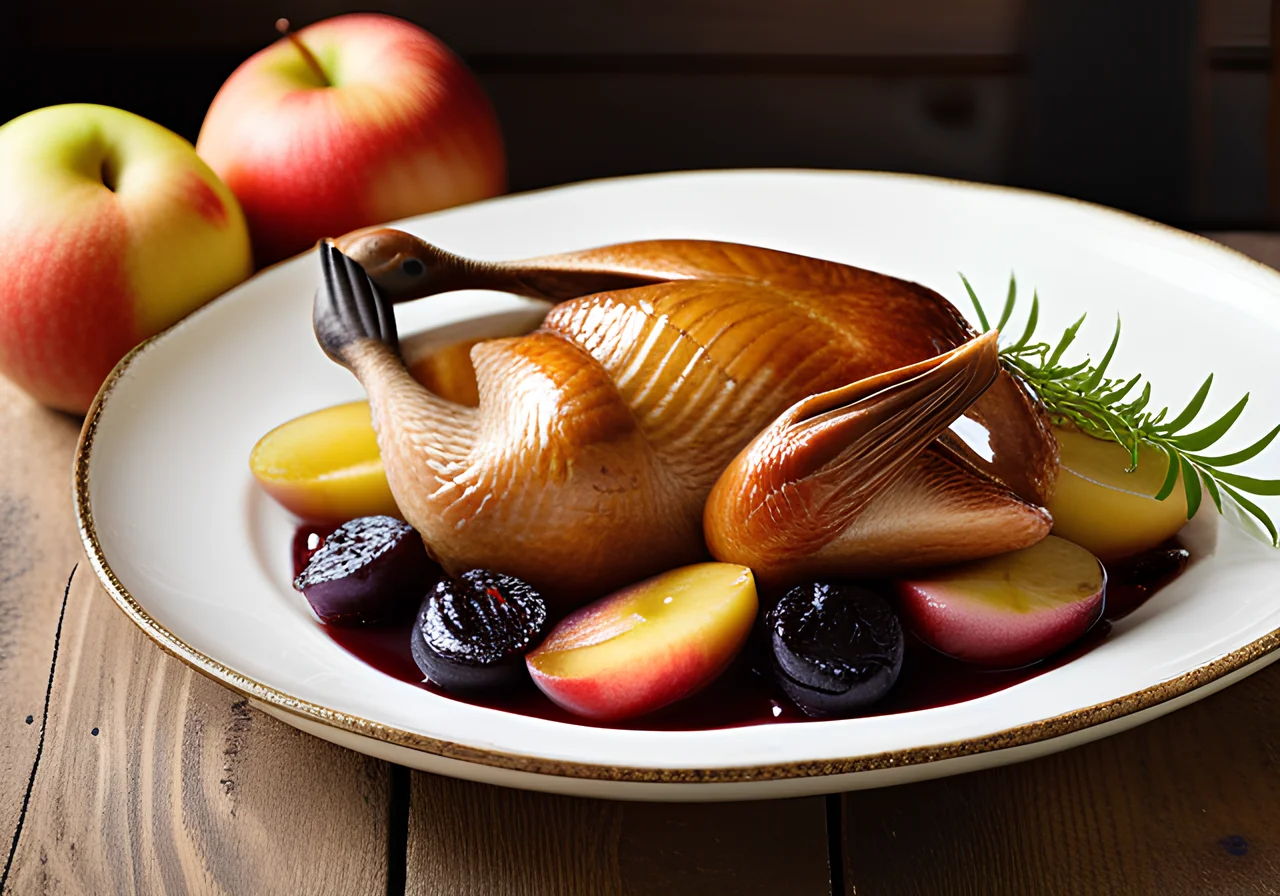 Goose with Roasted Prunes and Apples