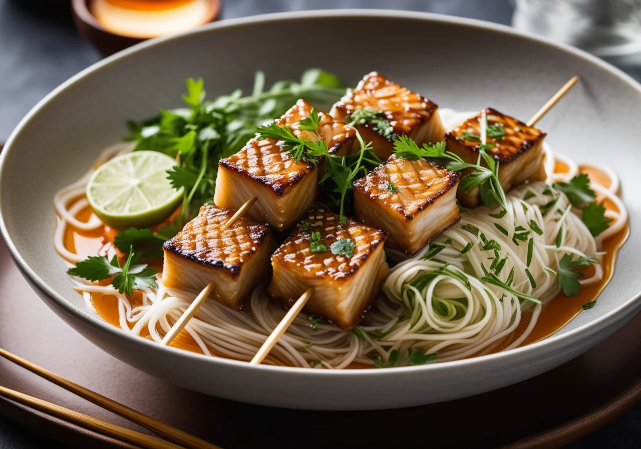 Steamed Fish Skewers with Seasoning Oil
