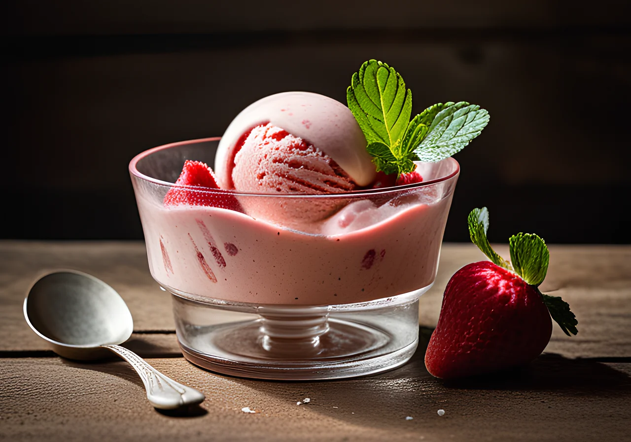 Rhubarb-Strawberry Ice Cream