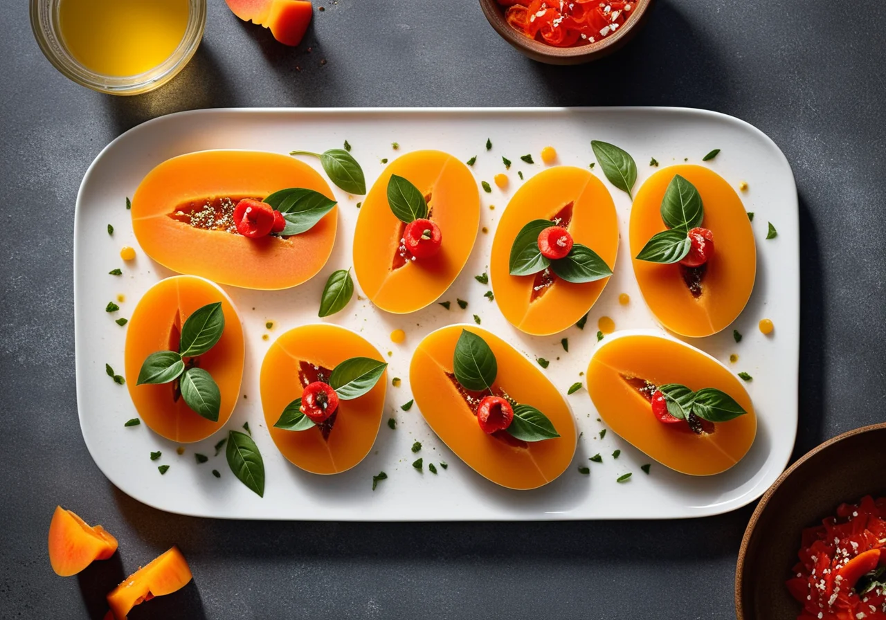 Papaya-Mozzarella Carpaccio