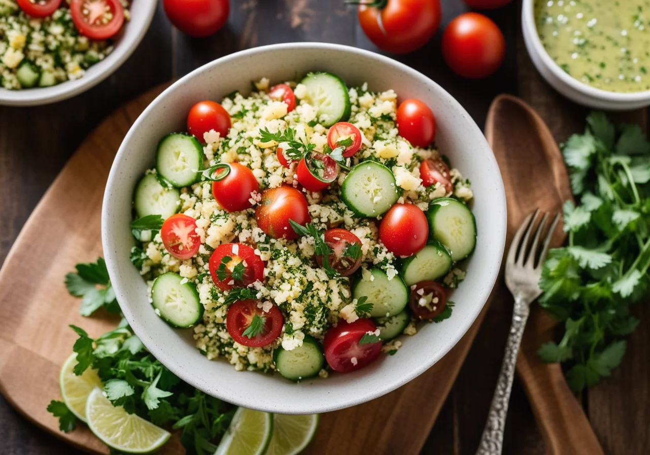 Taboulé Salad with Cheese Toast Sticks