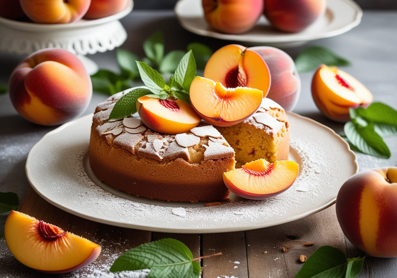 Peach Cake with Almond Topping
