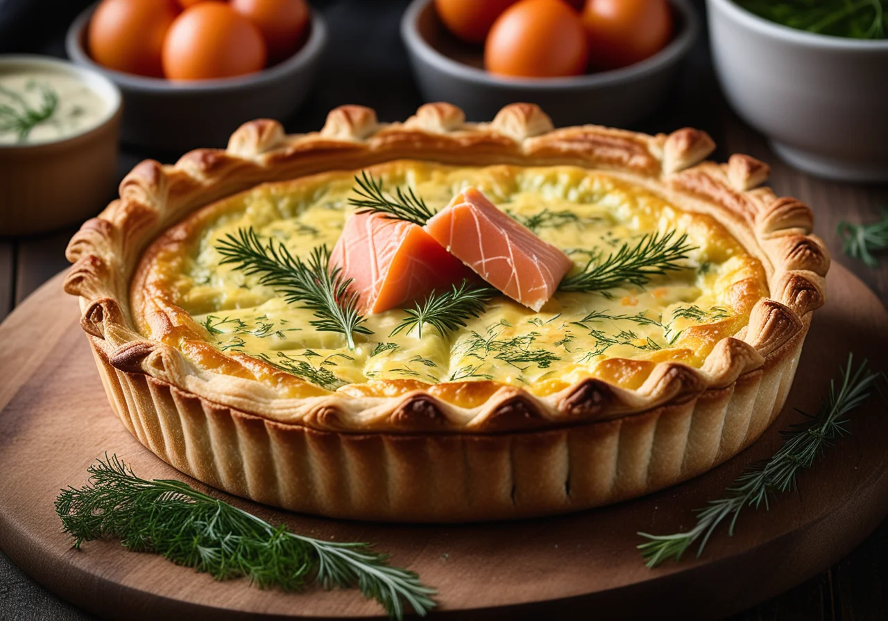 Quiche with Leek and Salmon Trout
