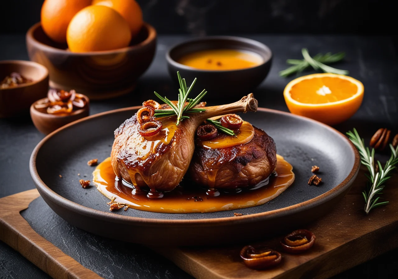 Duck Confit with Shallots and Honey Marinade