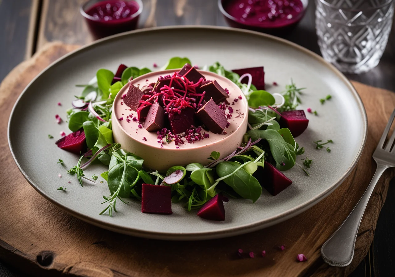 Field salad with turkey liver mousse