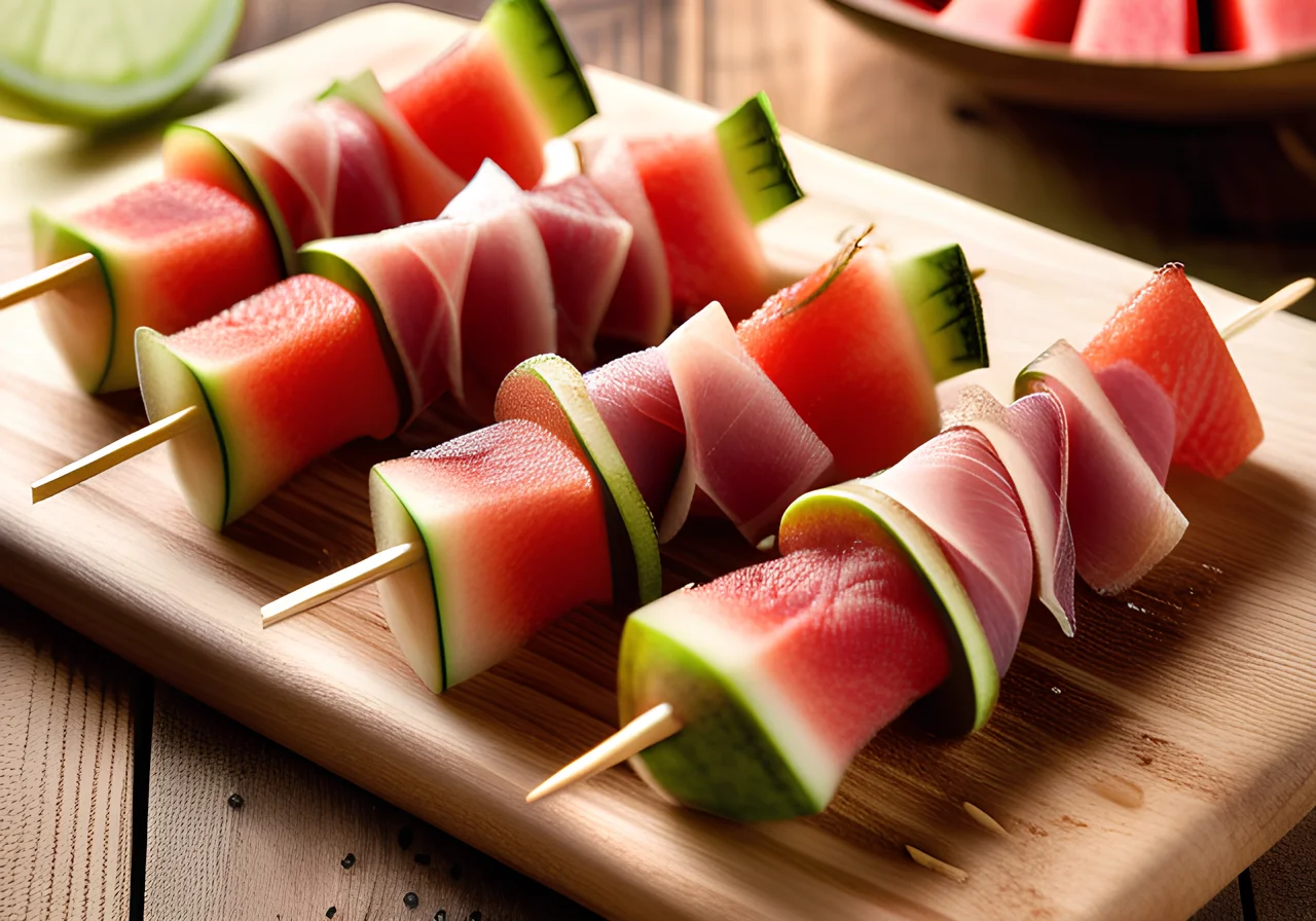 Melon-Ham Skewers
