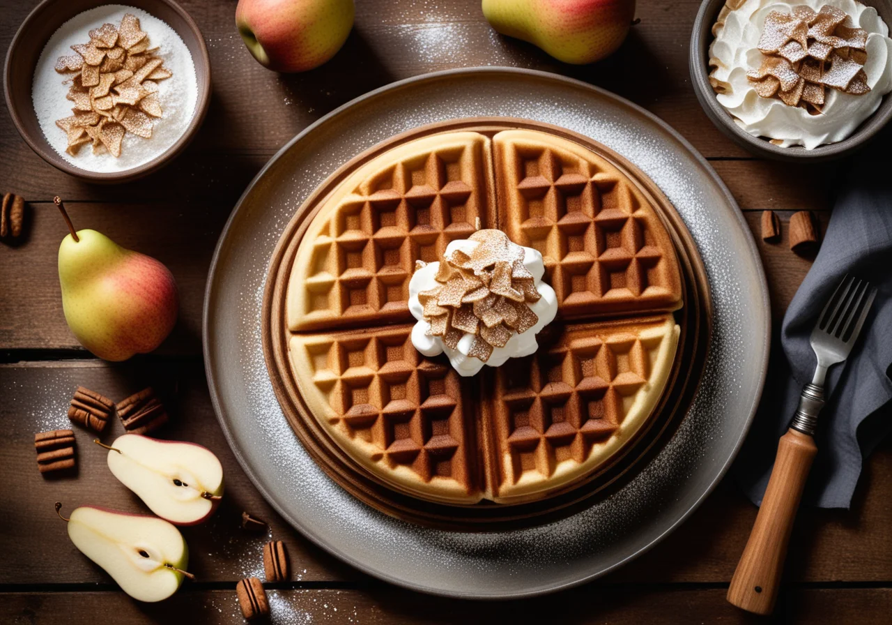 Chestnut Waffles with Pears