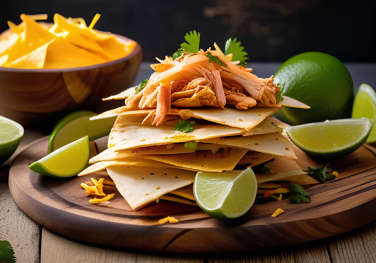 Baked Tortilla Chips with Chicken and Avocado