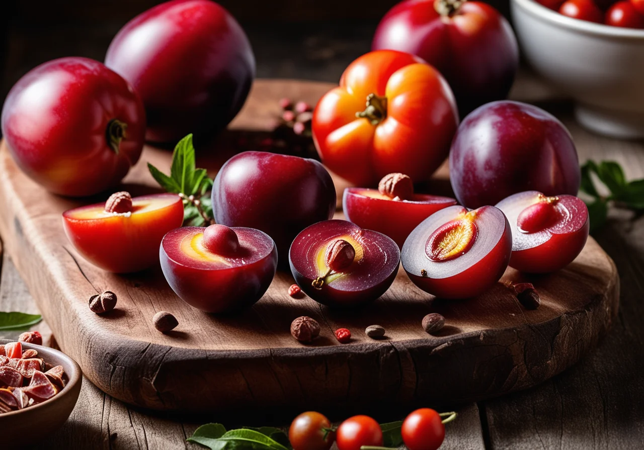 Plums Wrapped in Serrano Ham with Tomato Dip