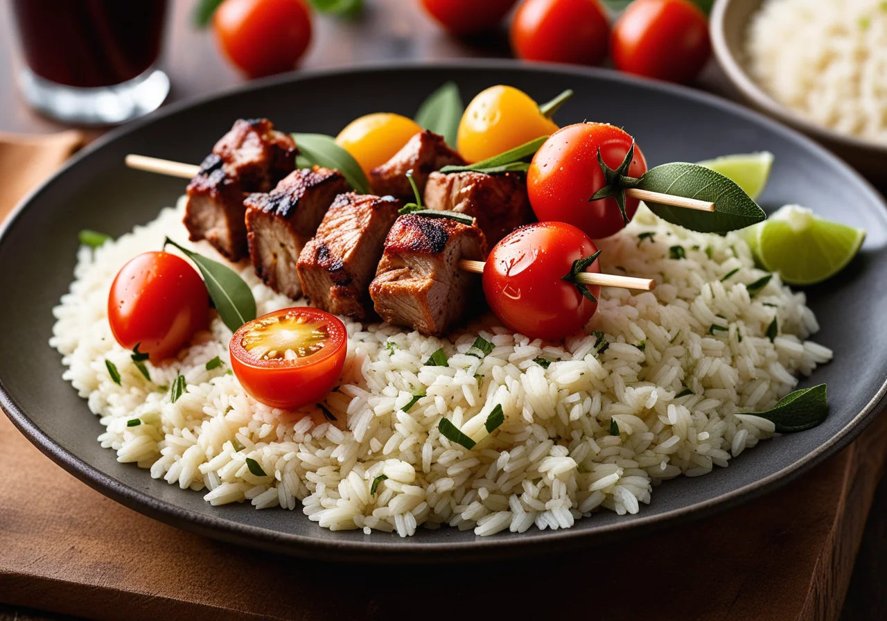 Turkey Skewers with Fresh Lime Rice