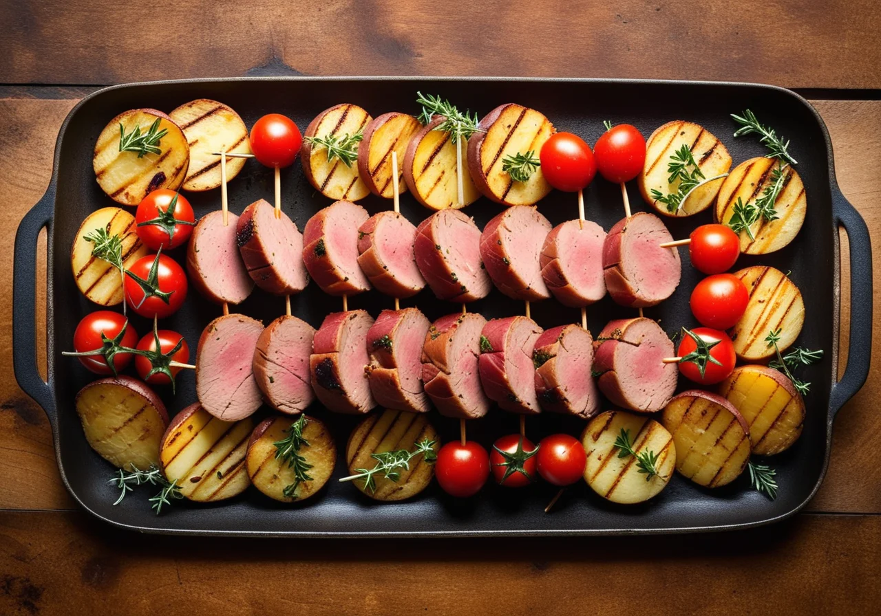 Filetspießchen mit Kräuter-Röst-Kartoffeln