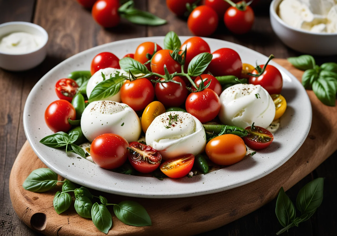Burrata Tomato Salad on Italian Vegetables