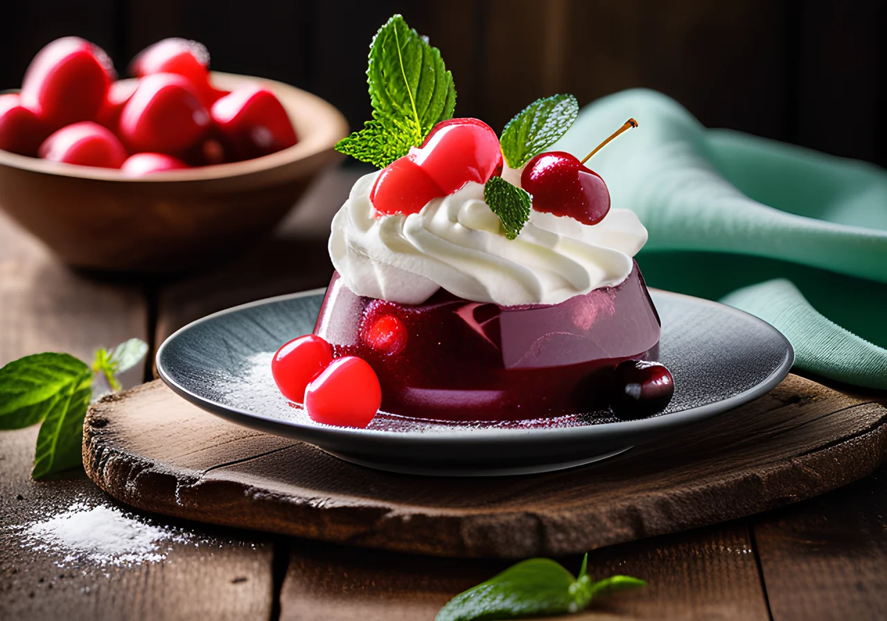 Red Pudding of Melons and Sweet Cherries
