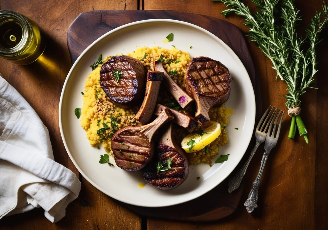 Lamb Chops with Eggplant and Couscous