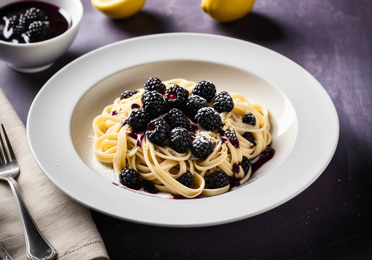 Sweet Noodles with Blackberry and Almond