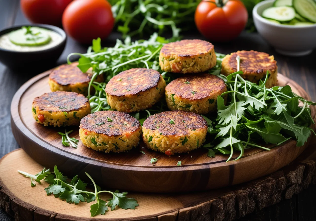 Colorful Salad with Bulgur Patties