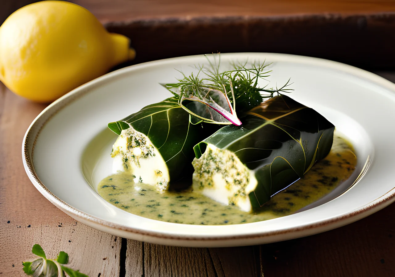 Stuffed Swiss Chard Rolls with Yogurt Dip