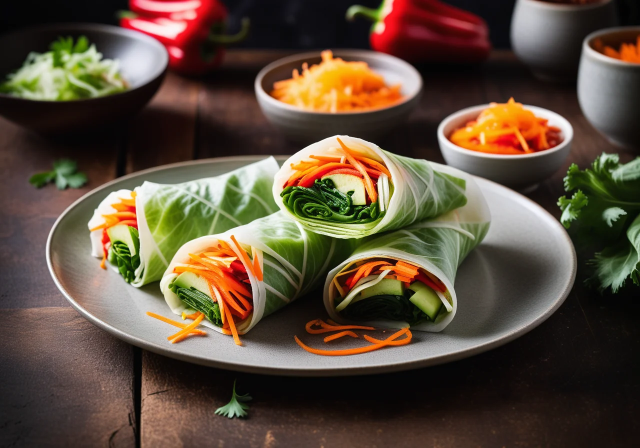 Rice Paper Vegetable Wraps with Pineapple Chutney
