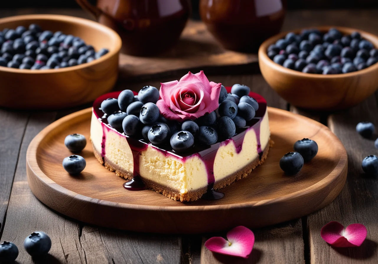 Heart-Shaped Blueberry Cheesecake