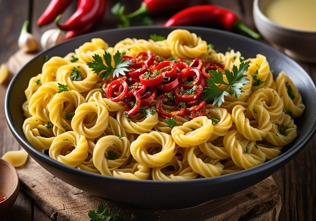 Spiral Pasta with Roasted Garlic