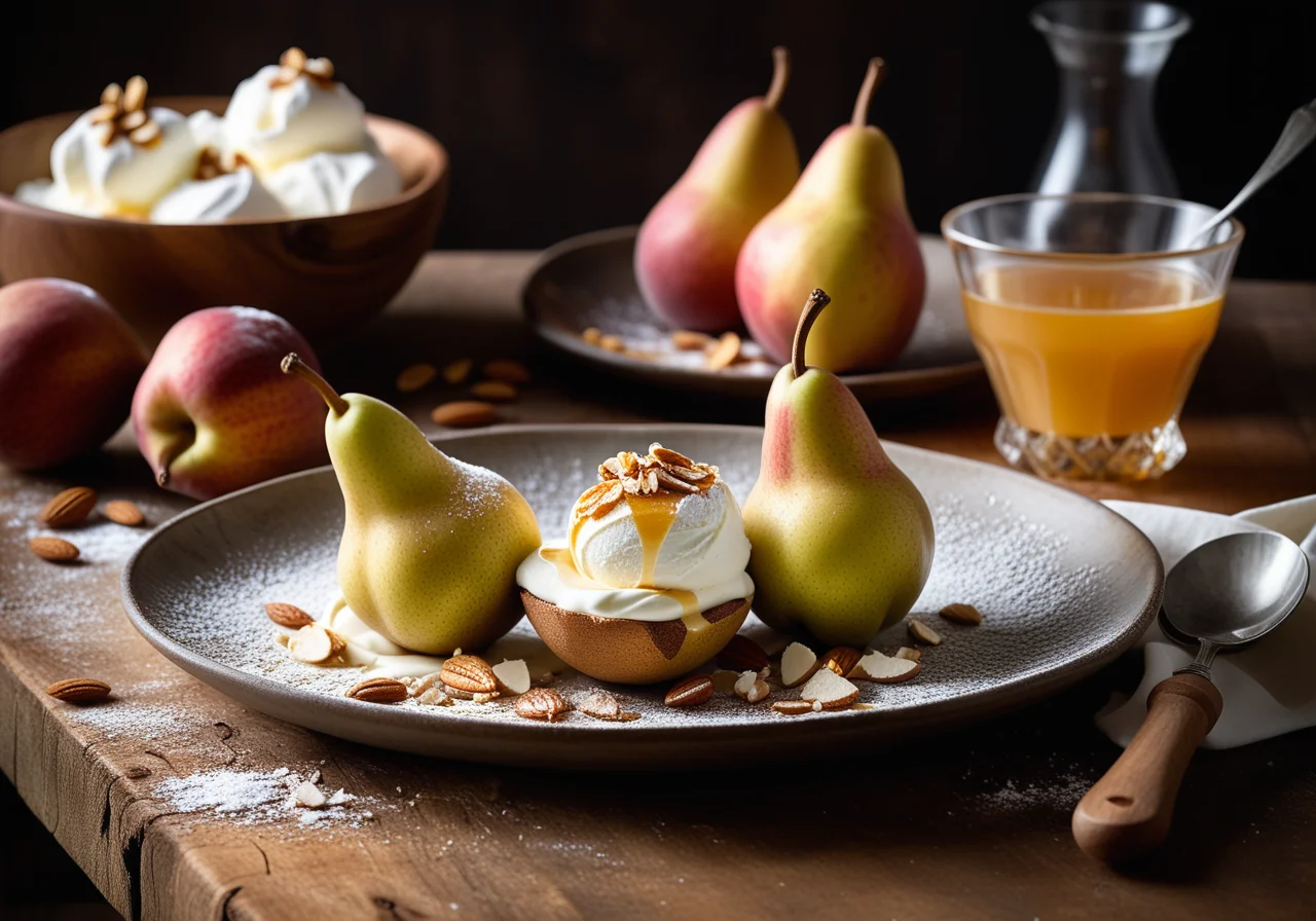 Warm Pears with Honey and Ricotta