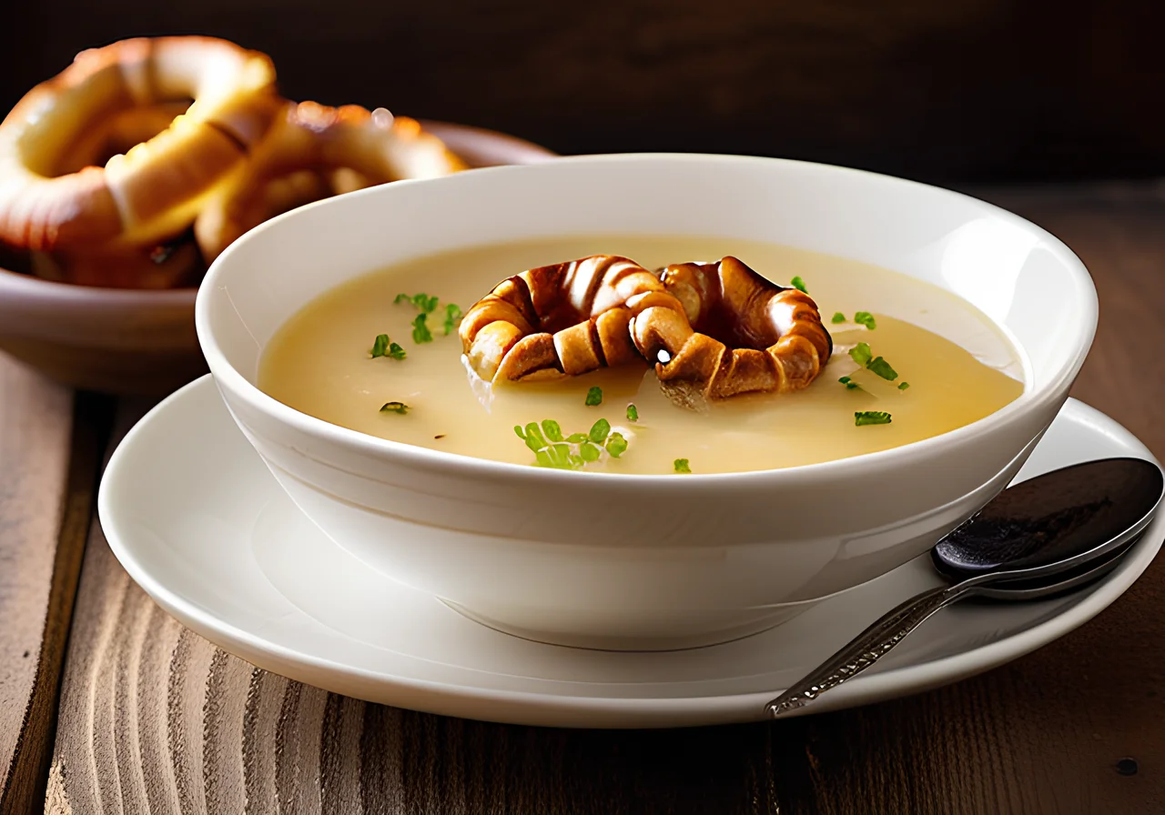 Onion Soup with Pretzels