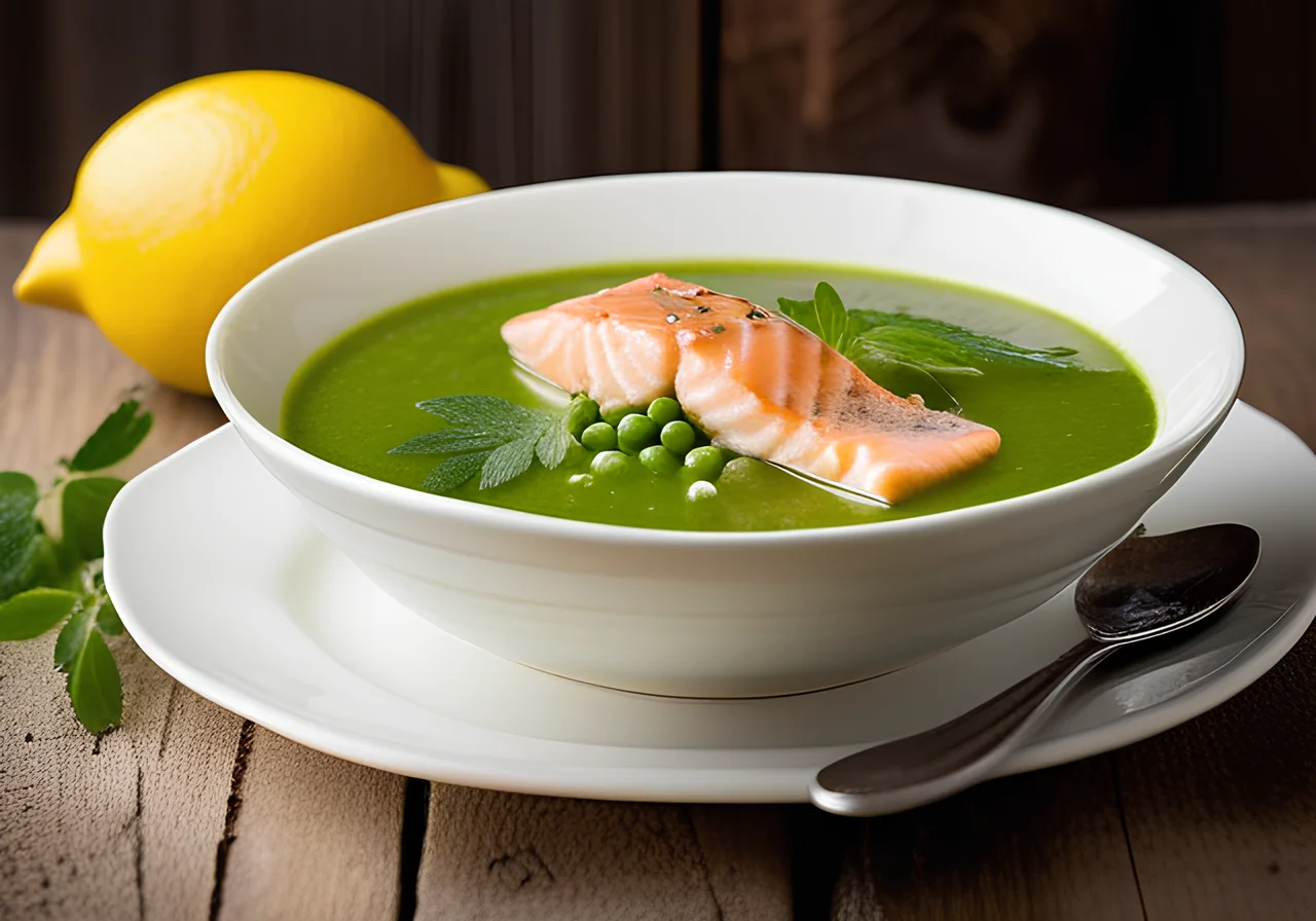 Pea Soup with Salmon
