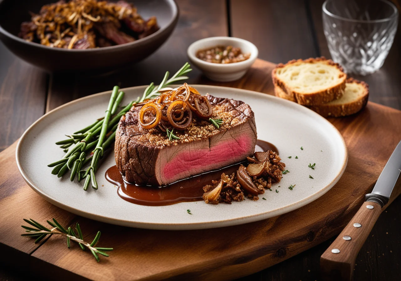 Entrecôte Steaks with Crispy Crust and Shallot Sauce