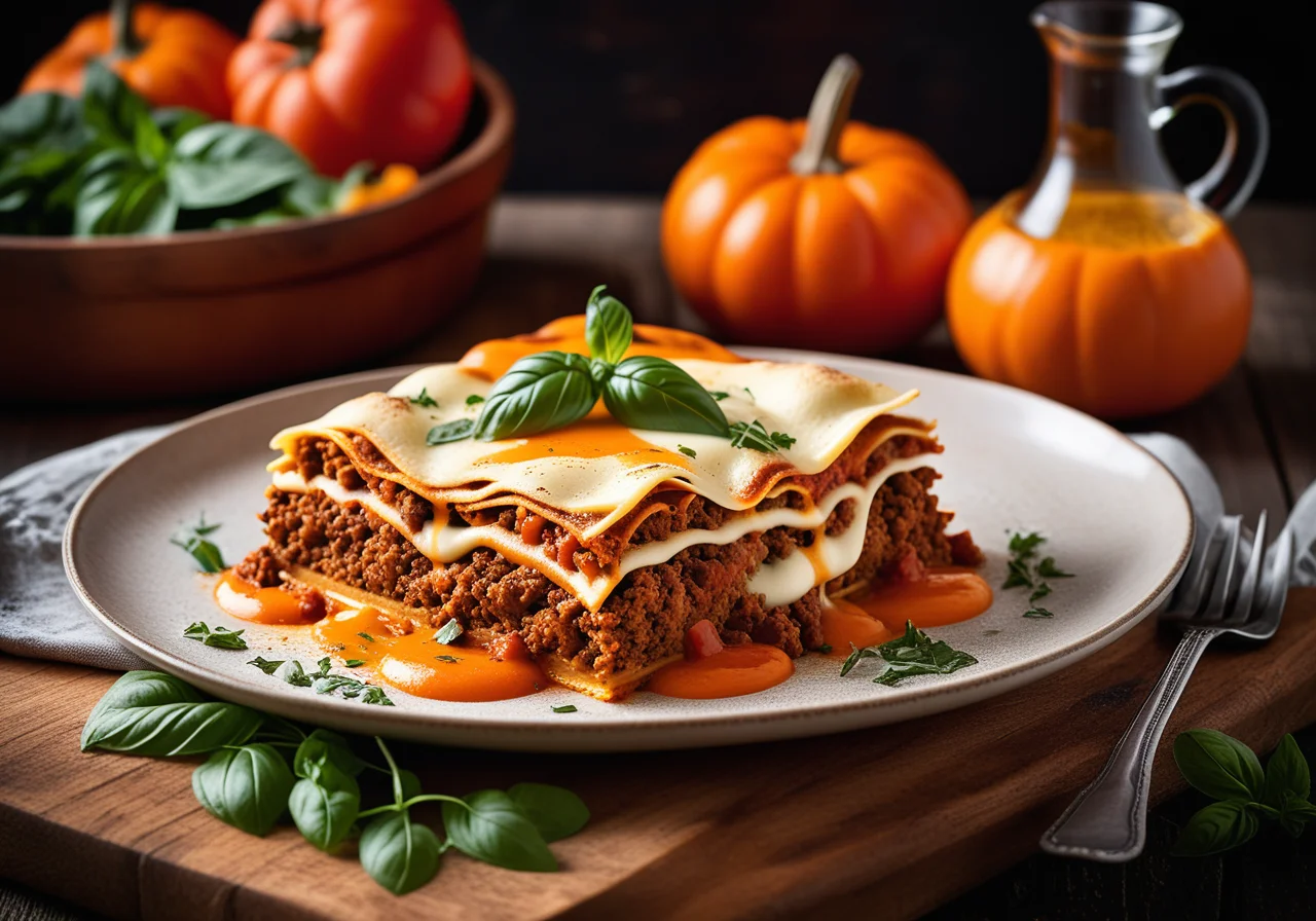 Ground meat lasagna with pumpkin