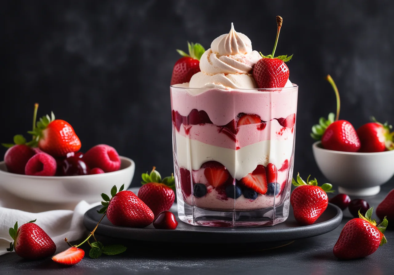 Layered Fruit and Ice Cream Dessert