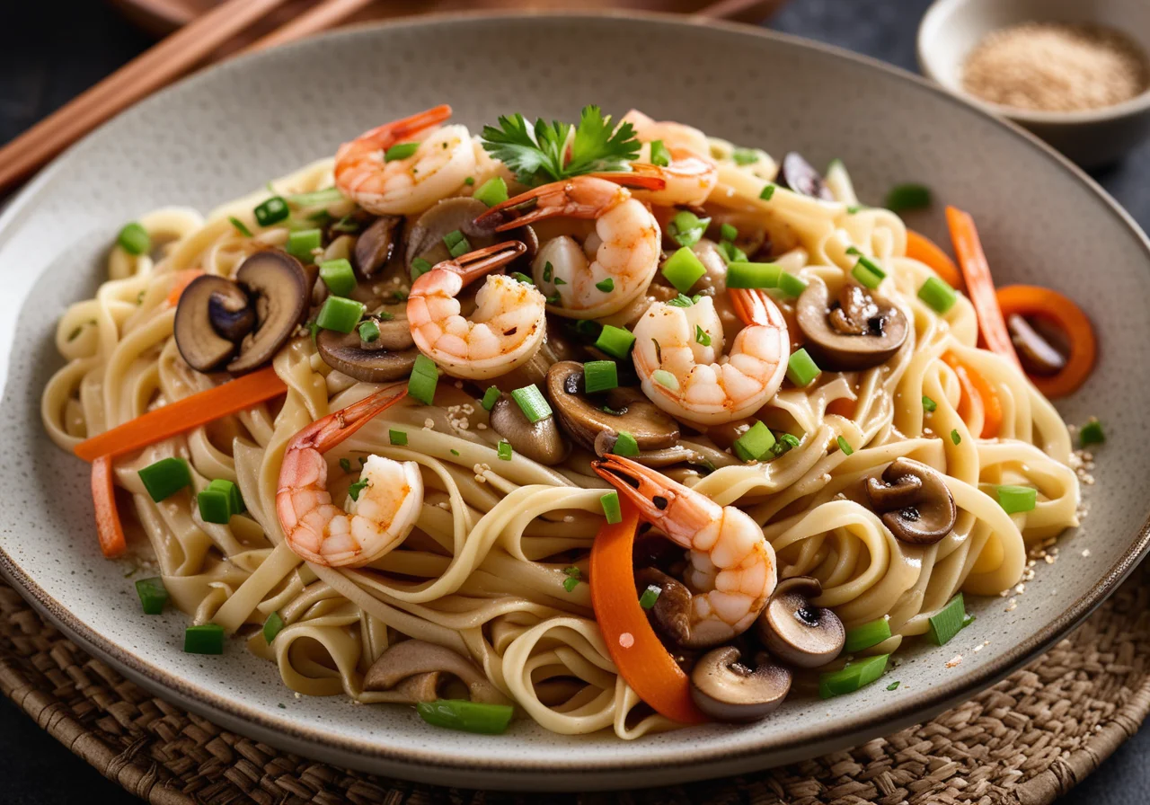Chinese Egg Noodles with Seafood