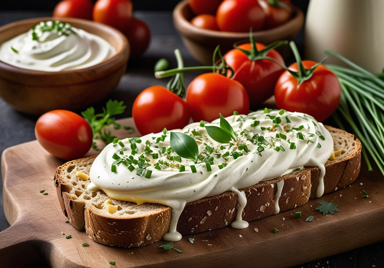 Wild Garlic Quark and Tomato Toast