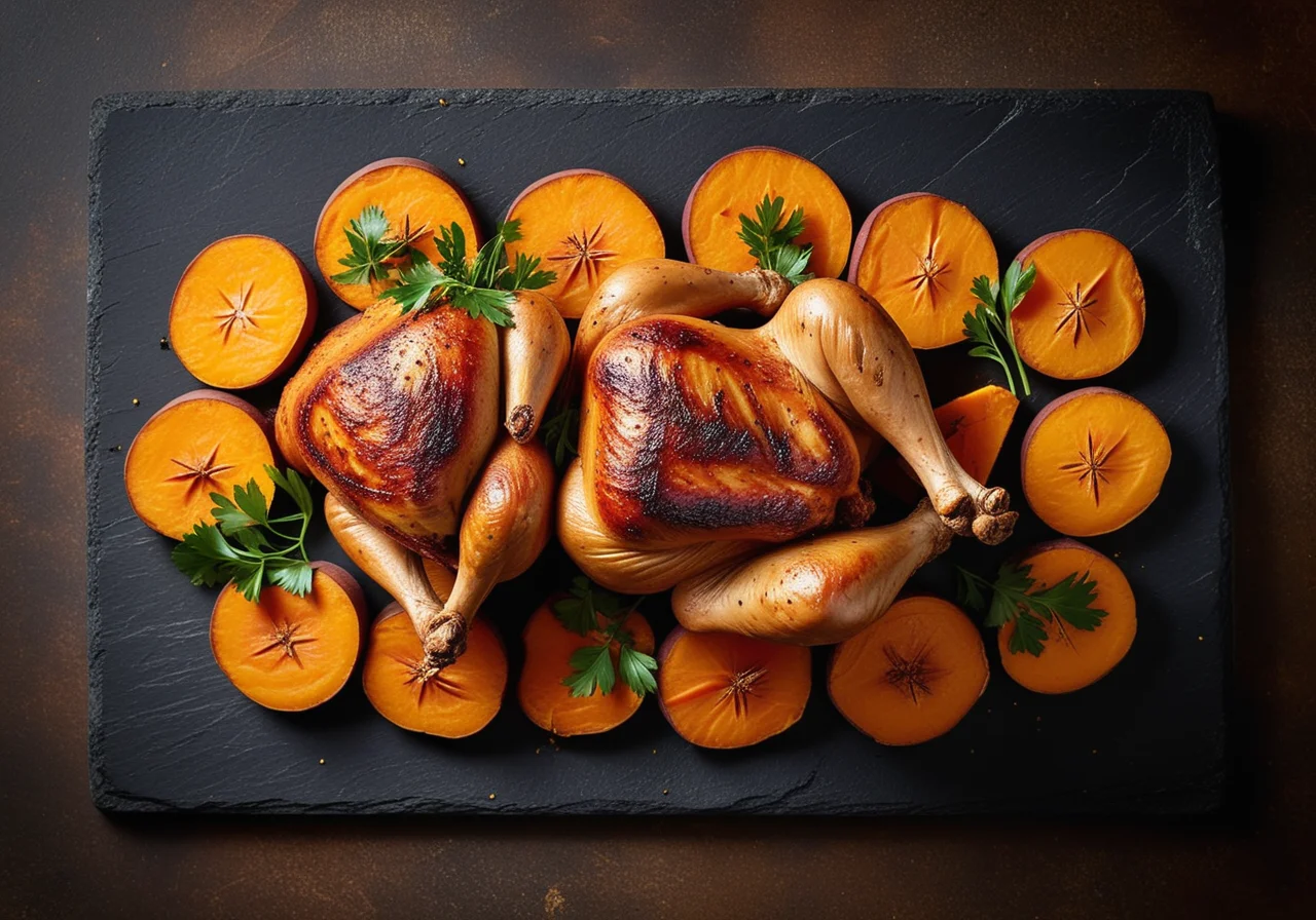 Grilled Roast Chicken with Sweet Potatoes