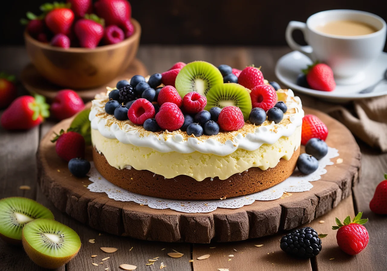 Cheese Cream Cake with Fruits