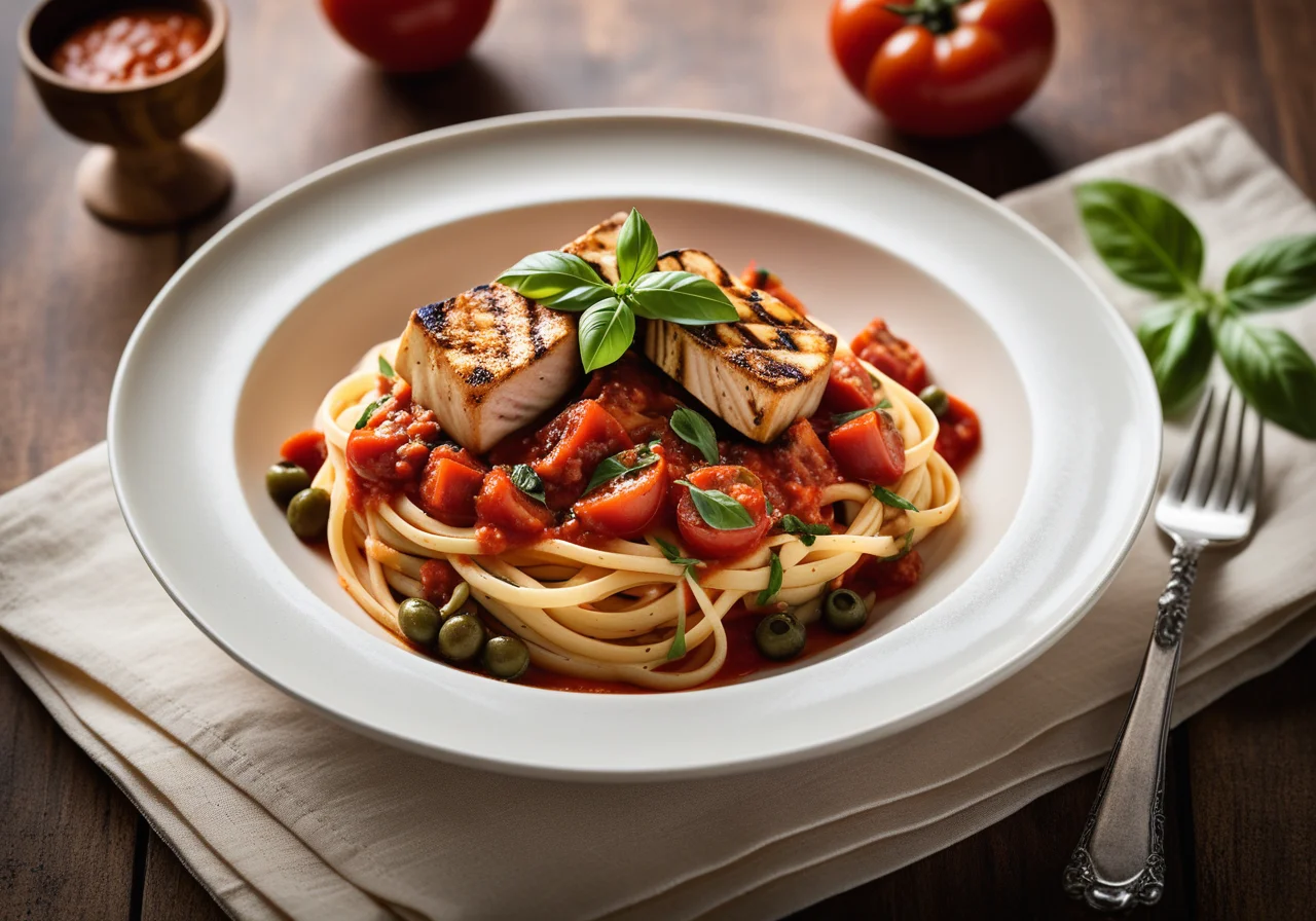 Pasta with Vegetables and Swordfish