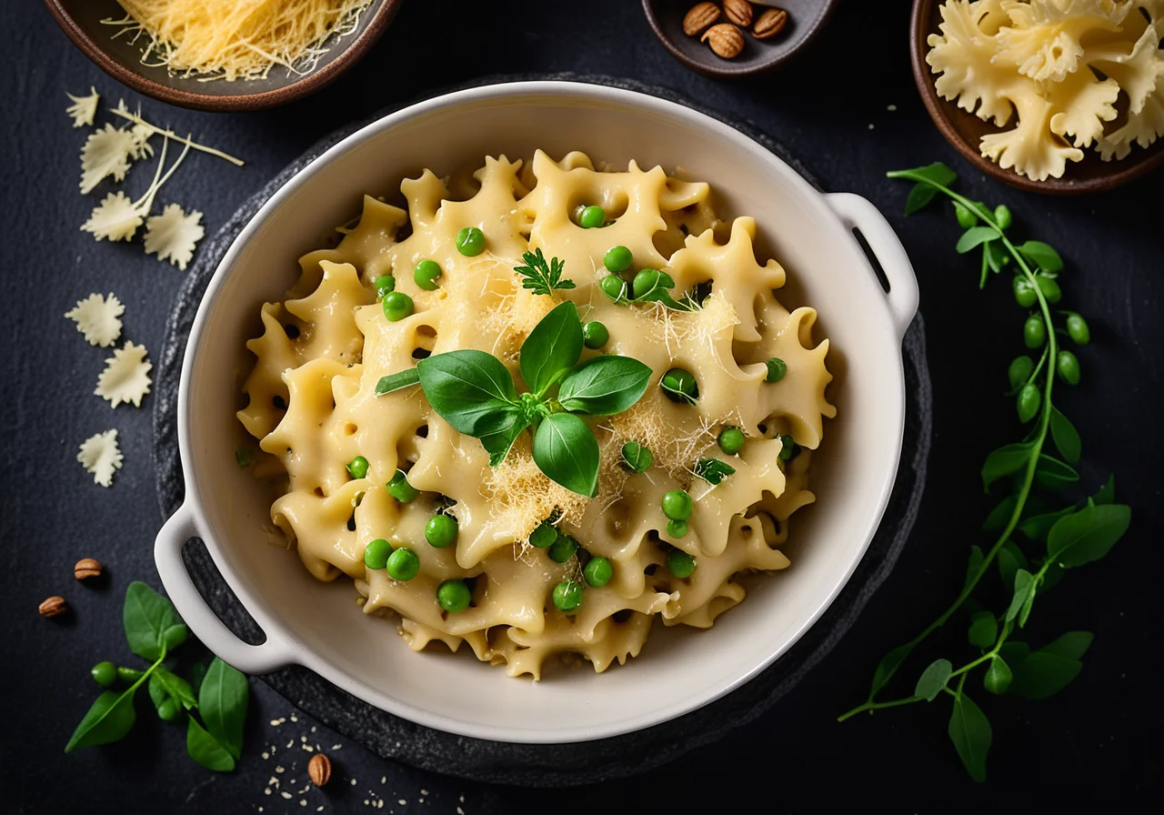 Gratinated Pasta with Cauliflower and Peas